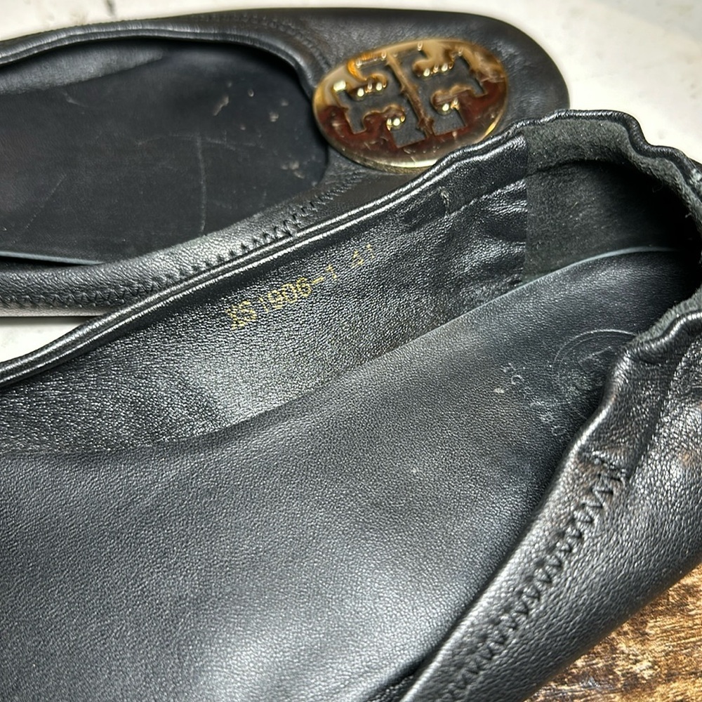 Tory Burch Women's black leather Minnie Travel Ballet Flats Size 41 - Picture 14 of 15